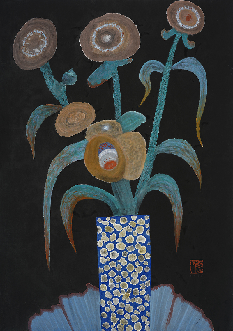 Jang Byeong Eun · Eastbrush · 张炳彥 · black_flower_060 · mixed_media_on_paper · 1189mm_x_841mm · 2025